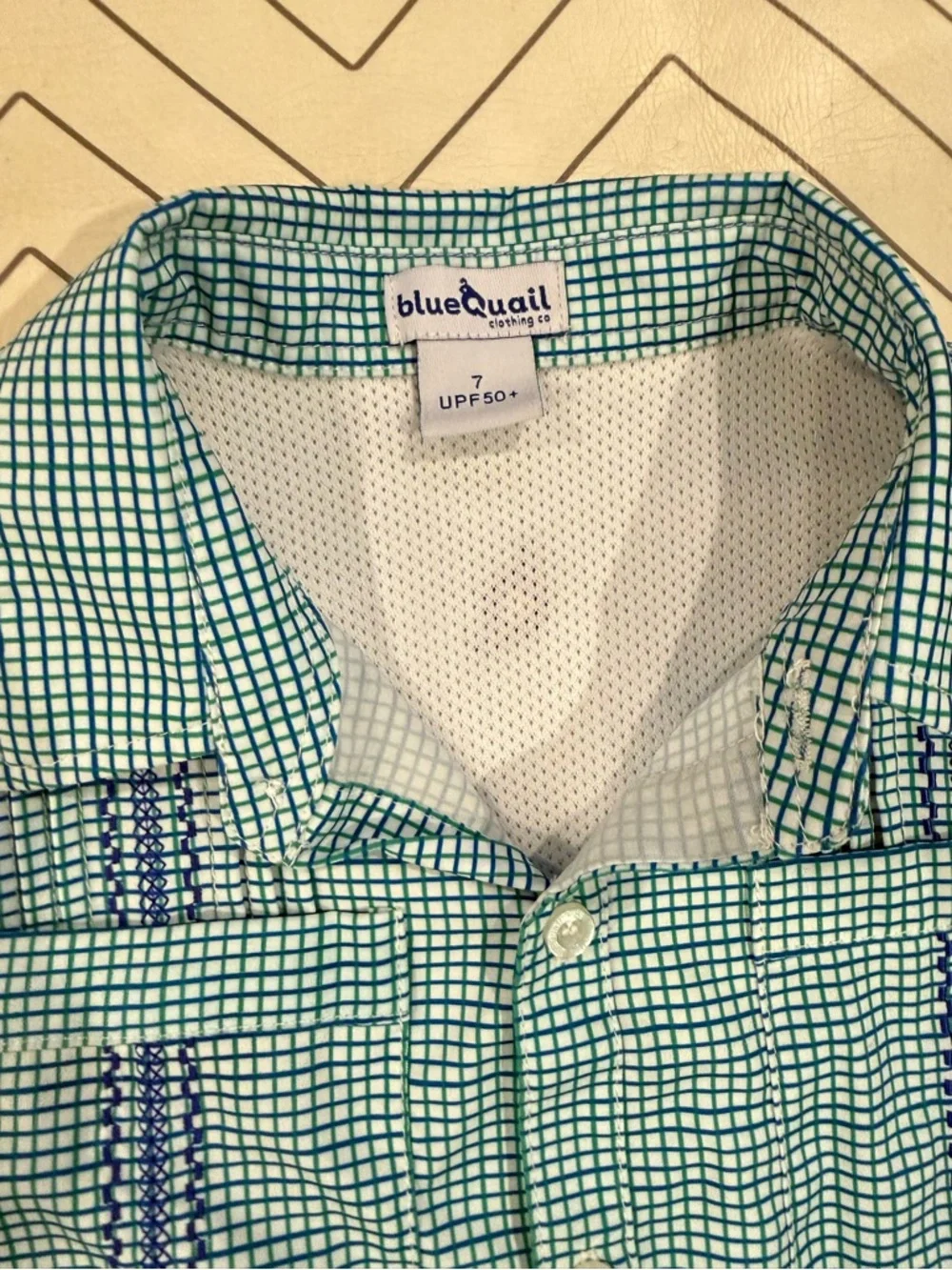 Blue Quail Checkered Fishing Guayabera Button Down - Picture 5 of 11